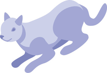 Isometric illustration of a playful blue cat running