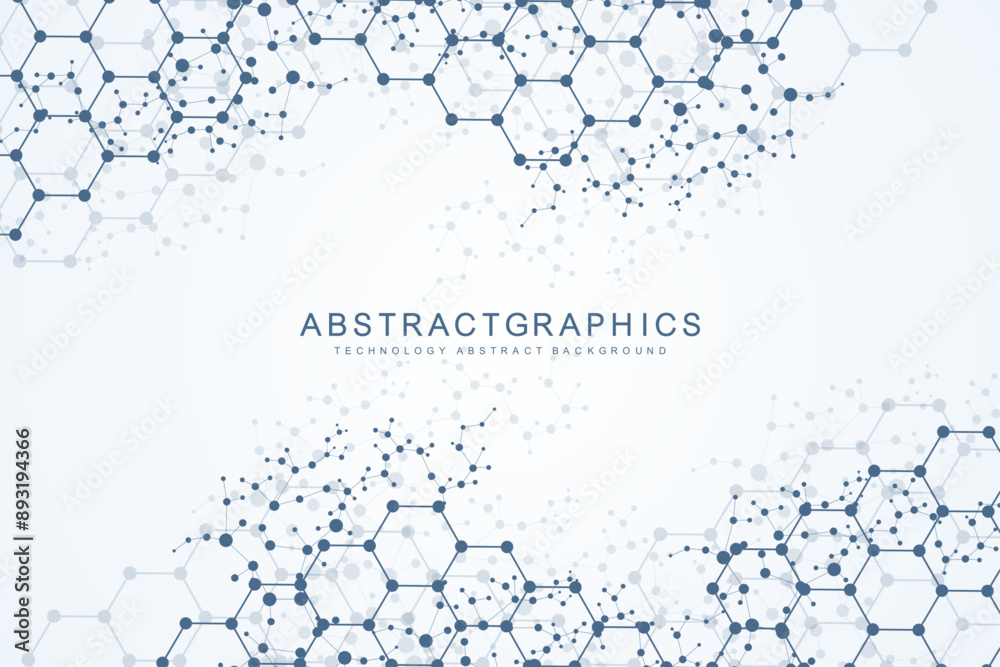 Aufkleber abstract technology connect background lines and dots with hexagons. modern hexagons technology conc