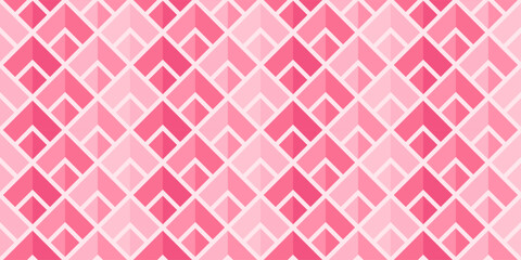 A pink and white patterned background with pink squares and triangles