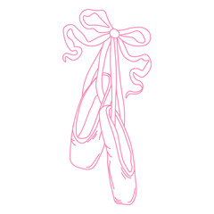 Ballerina pointe shoes with bow. Female pink ballet slippers for classic elegant dance © Iryna