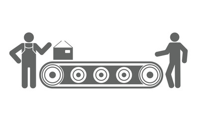 workers on conveyor icon