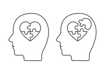 heart puzzle inside head icon