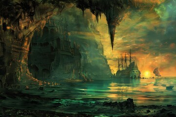 Fototapeta premium Ancient Ruins of a Forgotten Pirate Cove