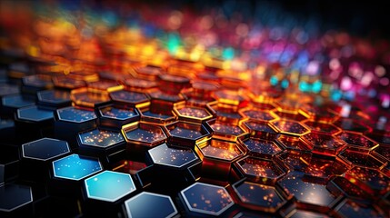 Obraz premium a close up of a honeycomb with many different colored bars.