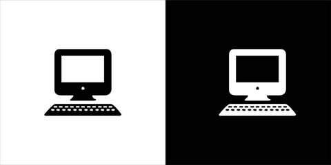 Illustration vector graphic of computer icon, black and white