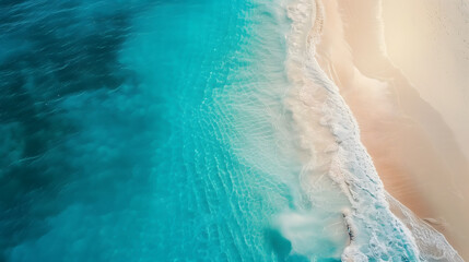 Ultra-sharp drone shot of a pristine beach, turquoise waters, white sand patterns,