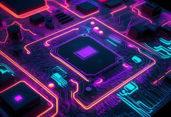 a colorful neon circuit board