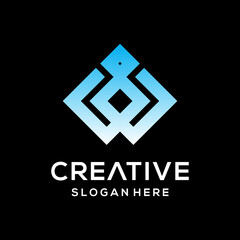 Abstract modern logo design concept with black background vector