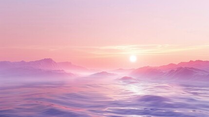 A View of the Ocean at Sunset With Mountains in the Background - Generative AI