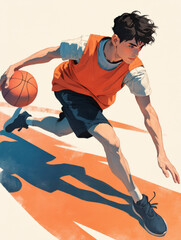 Naklejka premium Illustration style basketball player