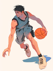 Illustration style basketball player