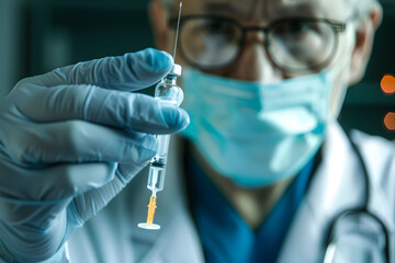 doctor is holding a syringe and a vial of medicine