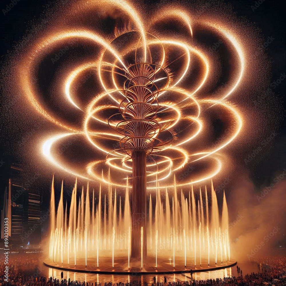 Sticker 111 111. Pinwheel vertical fountains_ Ground-based fireworks tha