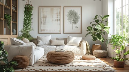 A modern living room with plush sofas and a stunning view creates a comfortable and inviting space