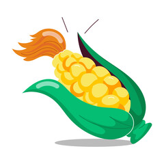 A flat sticker of corn 

