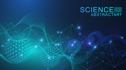 Quantum computing. Quantum processing. Artificial intelligence quantum computer technology concept. Future new technology for business or science presentation. Vector illustration.