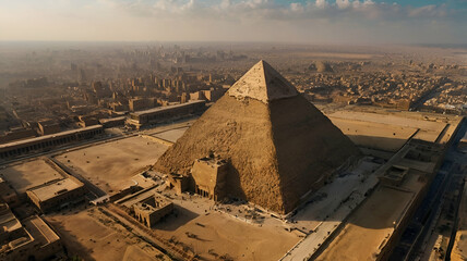 Areal View of Great pyramid of Giza , Cairo Egypt