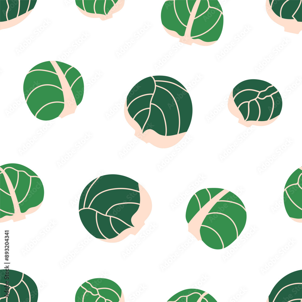 Poster seamless cabbage pattern. green vegetable, endless background design for fabric, wallpaper and wrapp