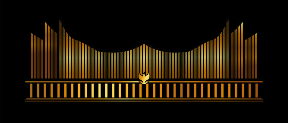 Gold symbol golden illustration of IKN ibu kota Nusantara Indonesia new capital presidential palace