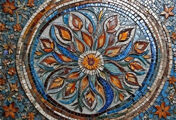 mosaic art tiles flower design