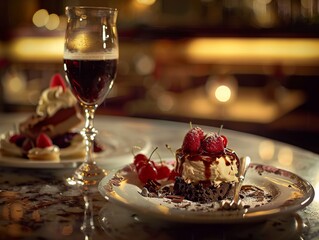 Indulge in Sweet Temptations: A 4:3 View of Desserts on a Restaurant Table
