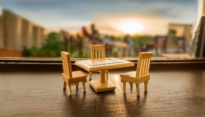 분위기 좋은 레스토랑 카페 테이블 미니어처