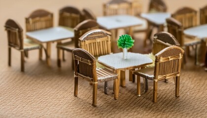 분위기 좋은 레스토랑 카페 테이블 미니어처