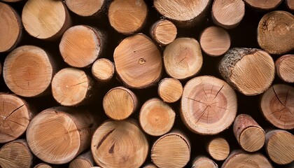 Winter's Fuel: Stack of Wood Logs in Storage"