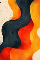 Obraz premium Abstract digital artwork featuring dynamic flowing lines in vibrant orange and black tones, with subtle textural details and modern design elements.