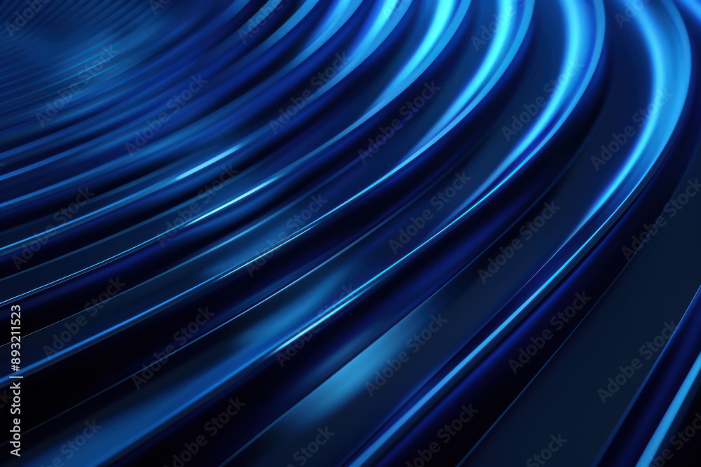 Poster glossy blue abstract wavy lines creating a futuristic pattern with metallic texture, suitable for te