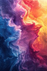 Stunning abstract digital artwork featuring vibrant flowing colors, blending shades of blue, purple, and orange for a mesmerizing visual experience.
