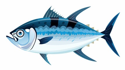 Naklejka premium Vibrant bluefish tuna icon, perfect for seafood lovers and culinary enthusiasts, enhances any design project.