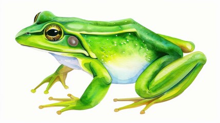 Obraz premium Detailed watercolor illustration of an isolated frog, perfect for nature lovers and art enthusiasts.