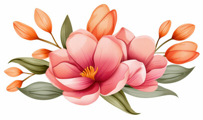 Obraz premium Delicate watercolor bouquet, vibrant blooms, ideal for cheerful event branding or promotional designs, enhancing your special moments.