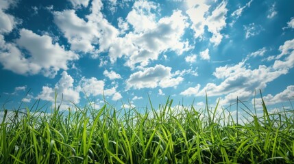 Fototapeta premium Green Grass and Blue Sky