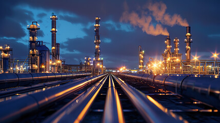The oil pipeline of the refinery
