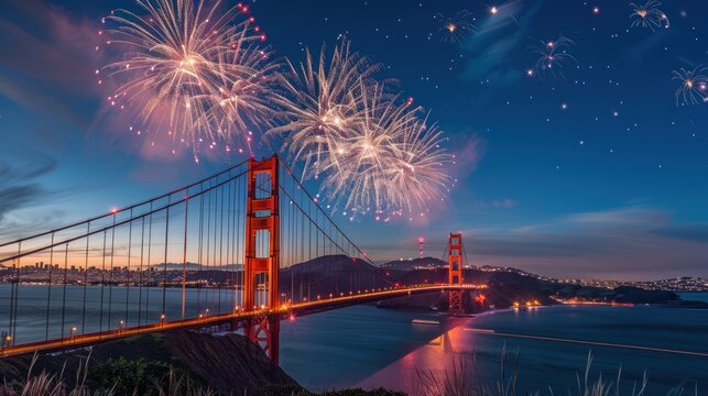 Golden Gate Bridge Fireworks - Powered by Adobe