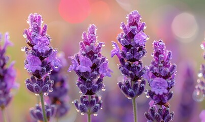 Obraz premium A cluster of purple lavender flowers, Generative AI