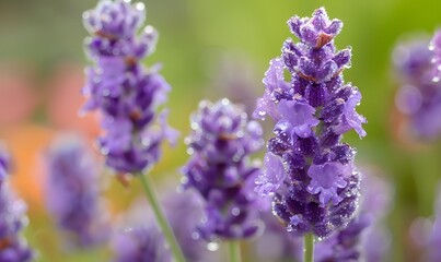 Obraz premium A cluster of purple lavender flowers, Generative AI
