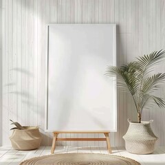 White Standing Board with Colorful Wall Background