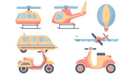 A minimalist vector icon set of transportation