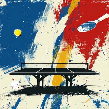 Background, graphic element of Table tennis (Ping Pong), French themed