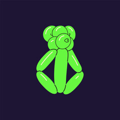 Balloon modelling of kids' animal shape. Twisting rubber toy of monkey with helium for children Birthday party. Inflatable latex figure for childish event decoration. Flat isolated vector illustration