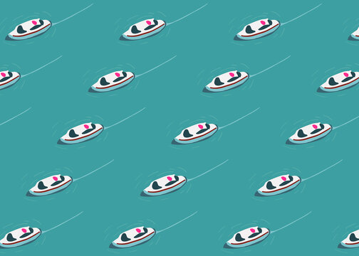 Pattern of sailing yachts in sea