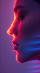 Obraz premium A Close-up Shot of a Profiles with holographic textures and dynamic patterns