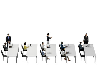 デスクワークをする人々