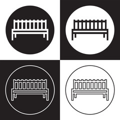 Garden wooden bench icon vector set. Park bench seat line signs.  isolated on white and black background vector illustration. EPS 10