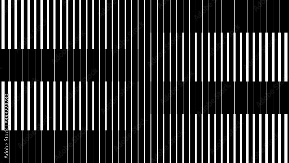 Poster Line Halftone Gradient Effect Pattern. Vertical Straight Lines Background. Black and White Abstract Texture with Parallel Stripes Thick to Thin. Vector Illustration.