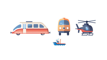 Fototapeta premium A minimalist vector icon set of transportation