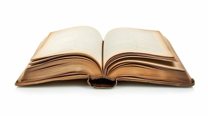 Fototapeta premium An open book isolated on a white background.